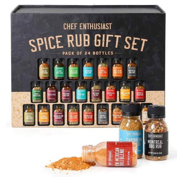Chef Enthusiast BBQ Spice Rubs Set 24 Gourmet Seasonings-0