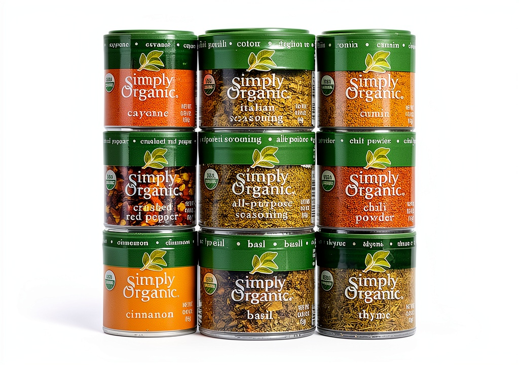 Simply Organic Starter Spice Gift Set displayed on a kitchen counter