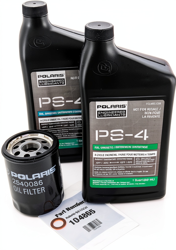 Installing Polaris 5W-50 Synthetic Oil Powersports Authority on a wooden desk