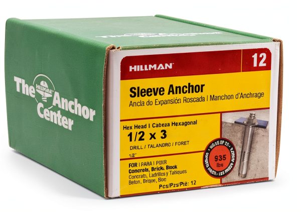 Hex Head Sleeve Anchor by Hillman 1/2 x 3-Inch 12-Pack-7