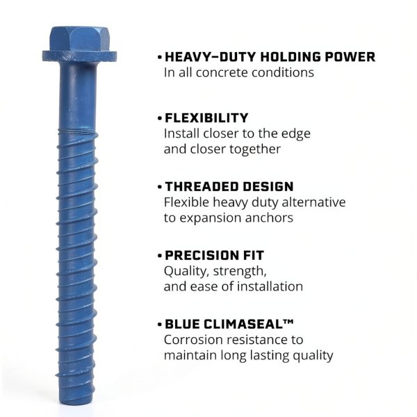 Tapcon+ 1/2" x 3" Hex Head Concrete Anchors Blue Climaseal 10-Pack-1